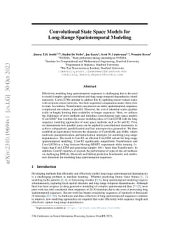 Convolutional State Space Models for Long-Range Spatiotemporal Modeling