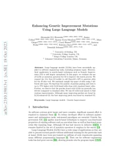 Enhancing Genetic Improvement Mutations Using Large Language Models