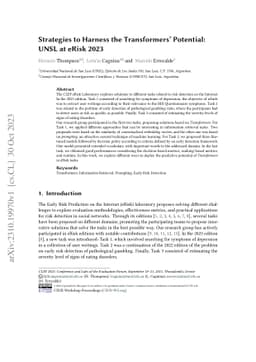 Strategies to Harness the Transformers' Potential: UNSL at eRisk 2023