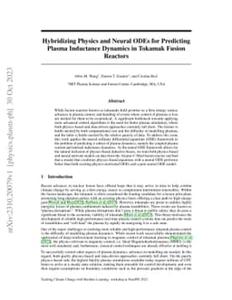 Hybridizing Physics and Neural ODEs for Predicting Plasma Inductance
  Dynamics in Tokamak Fusion Reactors