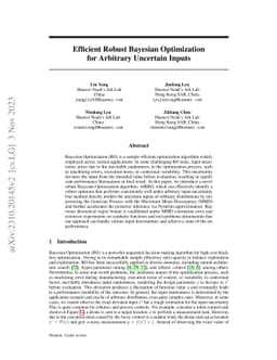 Efficient Robust Bayesian Optimization for Arbitrary Uncertain Inputs