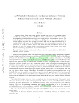 A Perturbative Solution to the Linear Influence/Network Autocorrelation
  Model Under Network Dynamics