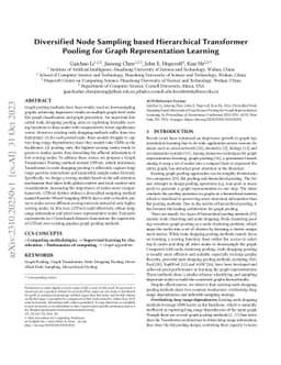 Diversified Node Sampling based Hierarchical Transformer Pooling for
  Graph Representation Learning