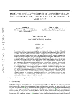 Distil the informative essence of loop detector data set: Is
  network-level traffic forecasting hungry for more data?