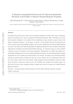 A Machine Learning-Based Framework for Clustering Residential
  Electricity Load Profiles to Enhance Demand Response Programs