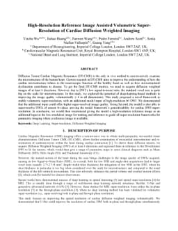 High-Resolution Reference Image Assisted Volumetric Super-Resolution of
  Cardiac Diffusion Weighted Imaging
