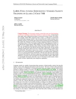 LoRA Fine-tuning Efficiently Undoes Safety Training in Llama 2-Chat 70B