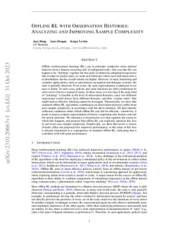 Offline RL with Observation Histories: Analyzing and Improving Sample
  Complexity