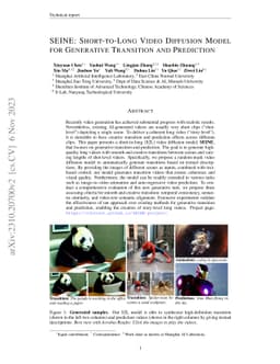 SEINE: Short-to-Long Video Diffusion Model for Generative Transition and
  Prediction
