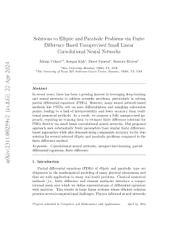 Solutions to Elliptic and Parabolic Problems via Finite Difference Based
  Unsupervised Small Linear Convolutional Neural Networks