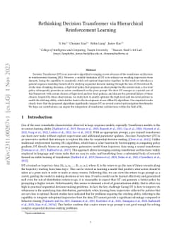 Rethinking Decision Transformer via Hierarchical Reinforcement Learning