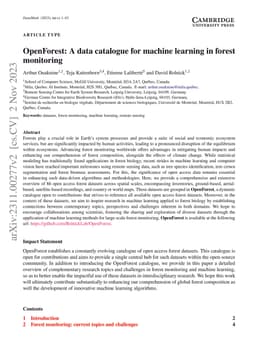 OpenForest: A data catalogue for machine learning in forest monitoring