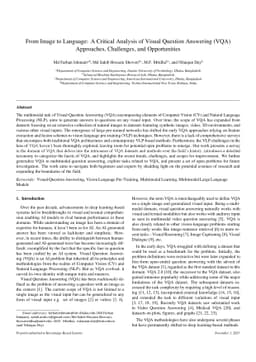 From Image to Language: A Critical Analysis of Visual Question Answering
  (VQA) Approaches, Challenges, and Opportunities