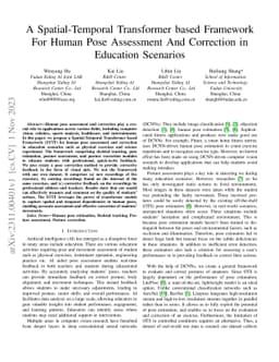A Spatial-Temporal Transformer based Framework For Human Pose Assessment
  And Correction in Education Scenarios