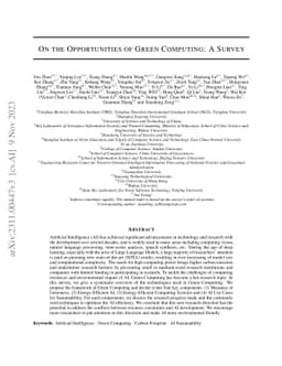 On the Opportunities of Green Computing: A Survey