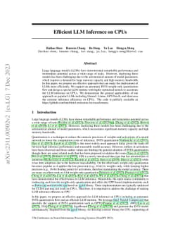 Efficient LLM Inference on CPUs