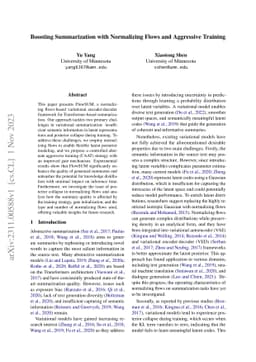 Boosting Summarization with Normalizing Flows and Aggressive Training
