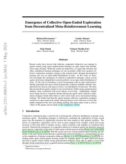 Emergence of Collective Open-Ended Exploration from Decentralized
  Meta-Reinforcement Learning
