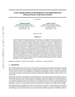 Collaboration in Immersive Environments: Challenges and Solutions