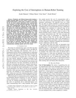 Exploring the Cost of Interruptions in Human-Robot Teaming