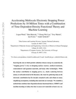 Accelerating Electronic Stopping Power Predictions by 10 Million Times
  with a Combination of Time-Dependent Density Functional Theory and Machine
  Learning