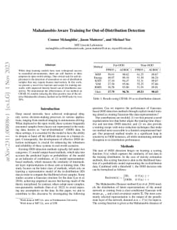 Mahalanobis-Aware Training for Out-of-Distribution Detection