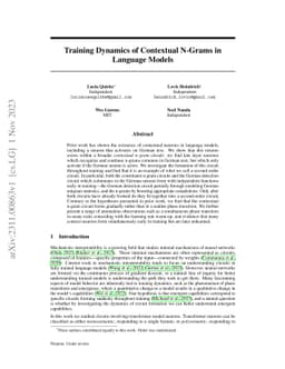 Training Dynamics of Contextual N-Grams in Language Models