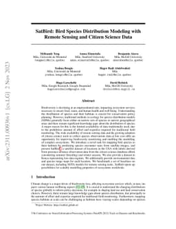 SatBird: Bird Species Distribution Modeling with Remote Sensing and
  Citizen Science Data