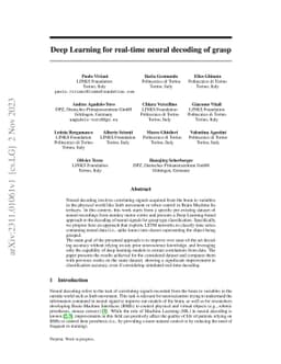 Deep Learning for real-time neural decoding of grasp