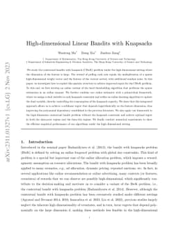 High-dimensional Linear Bandits with Knapsacks
