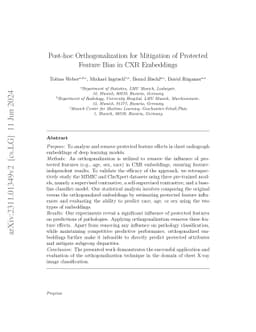 Post-hoc Orthogonalization for Mitigation of Protected Feature Bias in
  CXR Embeddings
