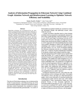 Analysis of Information Propagation in Ethereum Network Using Combined
  Graph Attention Network and Reinforcement Learning to Optimize Network
  Efficiency and Scalability