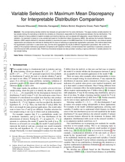 Variable Selection in Maximum Mean Discrepancy for Interpretable
  Distribution Comparison