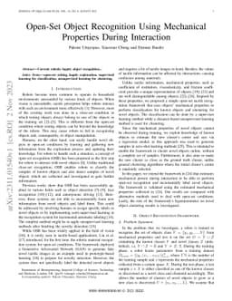 Open-Set Object Recognition Using Mechanical Properties During
  Interaction