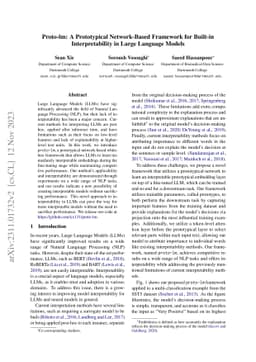 Proto-lm: A Prototypical Network-Based Framework for Built-in
  Interpretability in Large Language Models