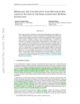 Modeling the Uncertainty with Maximum Discrepant Students for
  Semi-supervised 2D Pose Estimation
