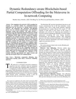 Dynamic Redundancy-aware Blockchain-based Partial Computation Offloading
  for the Metaverse in In-network Computing
