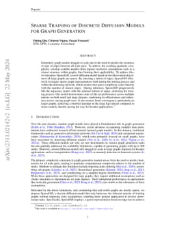 Sparse Training of Discrete Diffusion Models for Graph Generation
