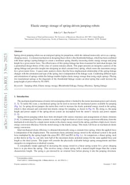 Elastic energy storage of spring-driven jumping robots