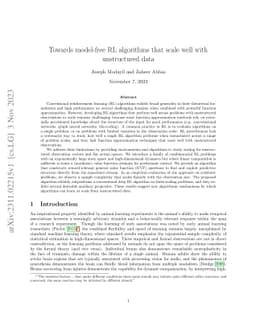 Towards model-free RL algorithms that scale well with unstructured data