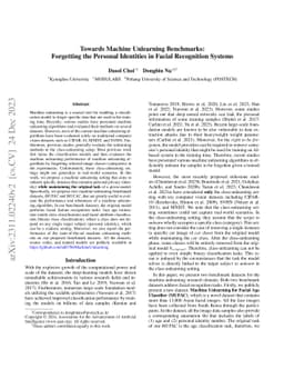 Towards Machine Unlearning Benchmarks: Forgetting the Personal
  Identities in Facial Recognition Systems