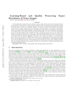 Learning-Based and Quality Preserving Super-Resolution of Noisy Images