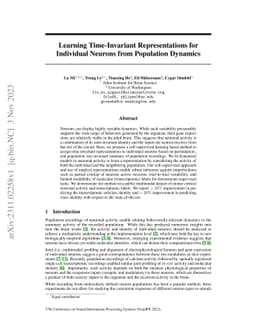 Learning Time-Invariant Representations for Individual Neurons from
  Population Dynamics
