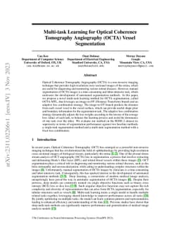 Multi-task Learning for Optical Coherence Tomography Angiography (OCTA)
  Vessel Segmentation