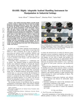HASHI: Highly Adaptable Seafood Handling Instrument for Manipulation in
  Industrial Settings