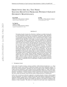 Objectives Are All You Need: Solving Deceptive Problems Without Explicit
  Diversity Maintenance