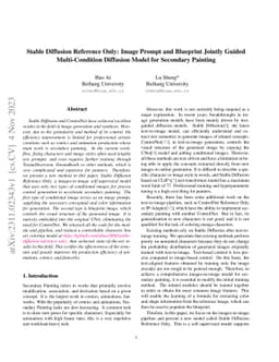 Stable Diffusion Reference Only: Image Prompt and Blueprint Jointly
  Guided Multi-Condition Diffusion Model for Secondary Painting