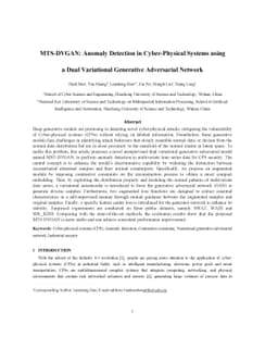 MTS-DVGAN: Anomaly Detection in Cyber-Physical Systems using a Dual
  Variational Generative Adversarial Network