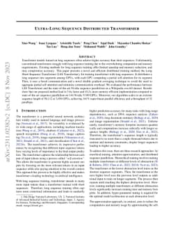 Ultra-Long Sequence Distributed Transformer