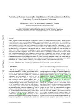 Active Laser-Camera Scanning for High-Precision Fruit Localization in
  Robotic Harvesting: System Design and Calibration